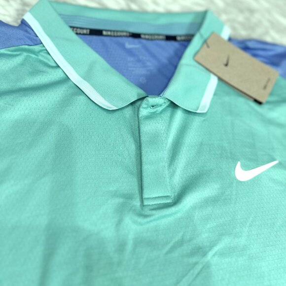 NikeCourt Advantage Men's Dri-FIT Tennis Polo FD5317-300 Green Frost/Royal XXL - Picture 7 of 14